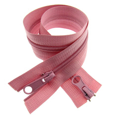 Two way nylon open end zip in bubble gum pink