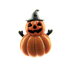 Halloween buttons, front facing scary pumpkin witch