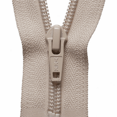 Beige nylon open ended zip
