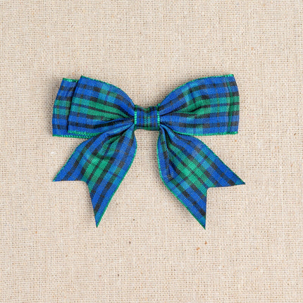 Tartan Christmas Double Bows - Ribbon Bows with Tails - 8cm - 4 Cols - 3 x Bows - ThreadandTrimmings