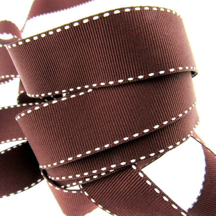 Side Stitched Grosgrain Ribbon Contrasting Edge 25mm Trim 3m Pack