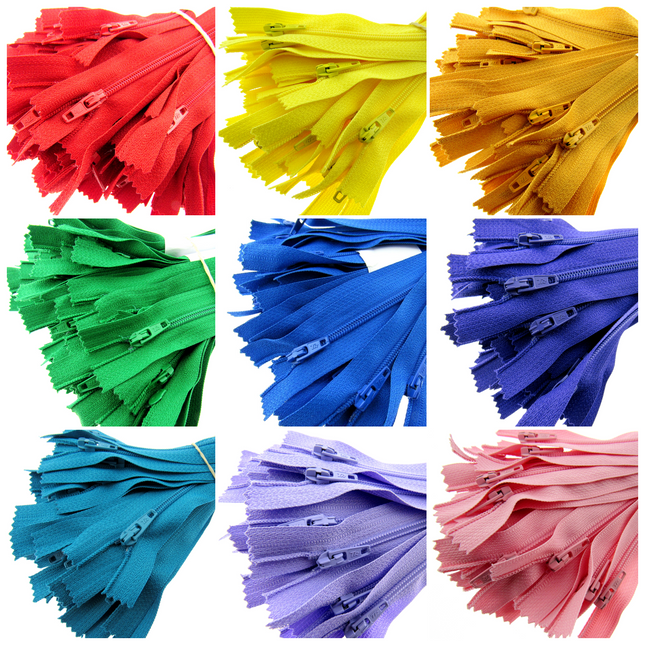 5 Pack Nylon Closed End Trebla Zips 3mm Pastels Brights Cushion Fasteners