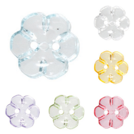 Daisy Flower Shaped Crystal Clear Buttons Cutout Petalled Sewing Craft 10-20mm