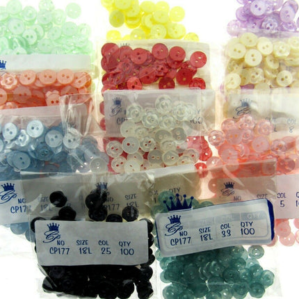 Round Baby Fruit Gum Buttons Dished Edge 2 Hole Sewing Fasteners Pack