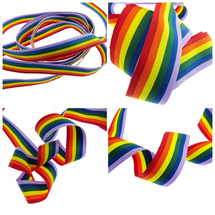 Rainbow Ribbon Gay Pride LGBTQ Festival Celebration 50m Roll 10mm 25mm 35mm Bulk