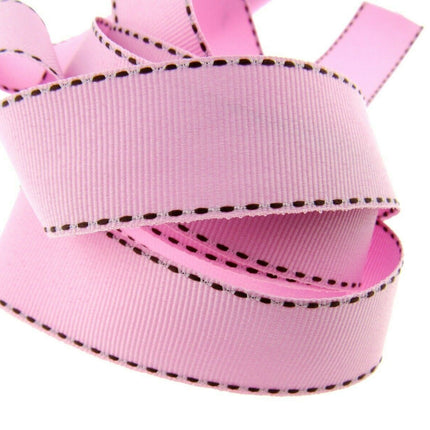Side Stitched Grosgrain Ribbon Contrasting Edge 25mm Trim 3m Pack