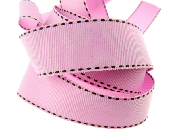 Side Stitched Grosgrain Ribbon Contrasting Edge 25mm Trim 3m Pack