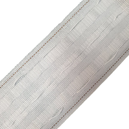 White Curtain Heading Tape Pencil Pleat 75mm (3") Wide with Red Sew Lines CT759 - ThreadandTrimmings