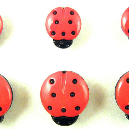 Ladybird Buttons Red and Black Shank Buttons Sizes 15mm & 20mm CN16 - ThreadandTrimmings