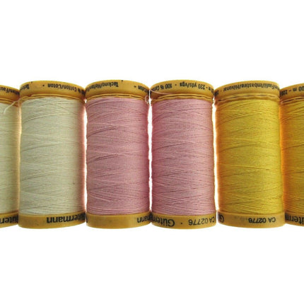 Tacking Thread by Gutermann Tailor Tacks 6 x 200m Reels Natural/Pink/Yellow - ThreadandTrimmings