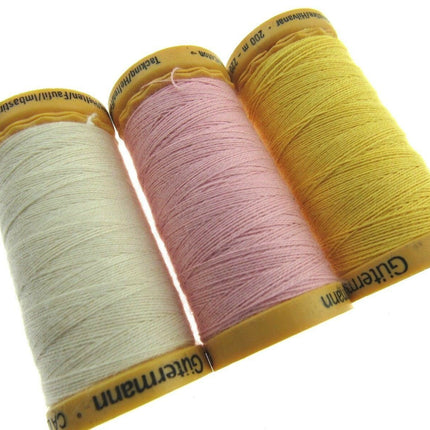Tacking Thread by Gutermann Tailor Tacks 6 x 200m Reels Natural/Pink/Yellow - ThreadandTrimmings