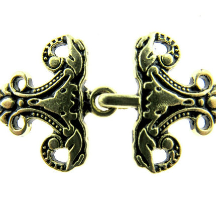 Oriental Style Frog Fastener Hook Clasp in Antique Gold or Silver 25mm CX33 - ThreadandTrimmings