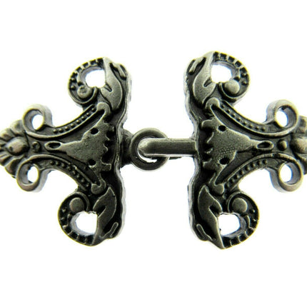 Oriental Style Frog Fastener Hook Clasp in Antique Gold or Silver 25mm CX33 - ThreadandTrimmings