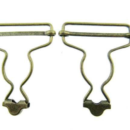 Dungaree Wire Clip For Painters Overalls in Silver or Antique Brass 38mm CX66 - ThreadandTrimmings