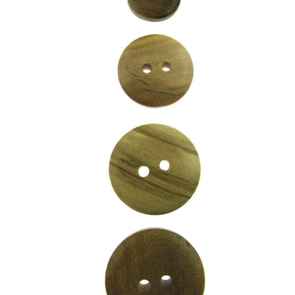 Round Wooden Domed Buttons Made From Olive Trees - CW6 - 5 Sizes - ThreadandTrimmings