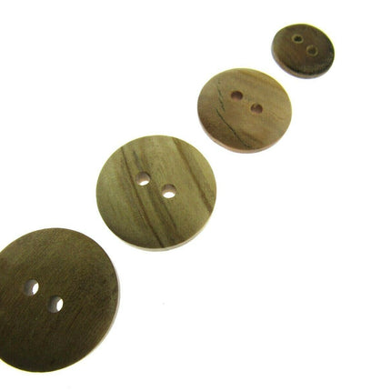 Round Wooden Domed Buttons Made From Olive Trees - CW6 - 5 Sizes - ThreadandTrimmings