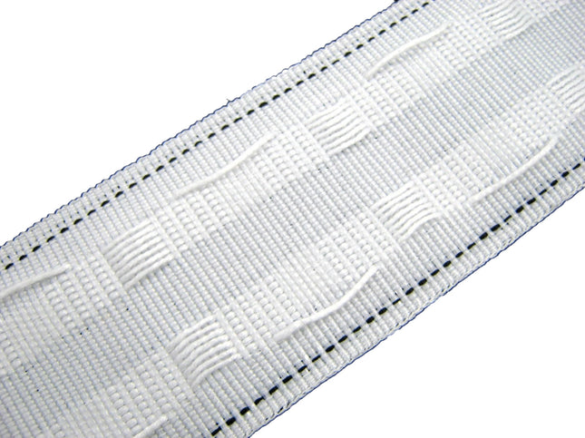 White Curtain Heading Tape Pencil Pleat 55mm (2") Wide Choice of Length CT50 - ThreadandTrimmings