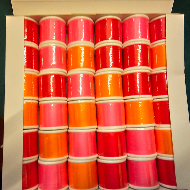Polyester Sewing Thread Flo Red, Orange, Pink - 36 x 100m Reels - ThreadandTrimmings