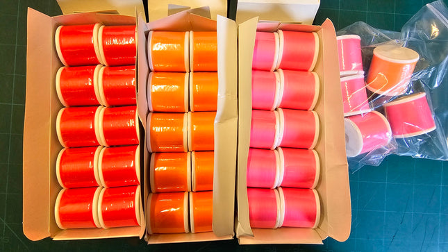 Polyester Sewing Thread Flo Red, Orange & Pink - 35 x 100m Reels - ThreadandTrimmings
