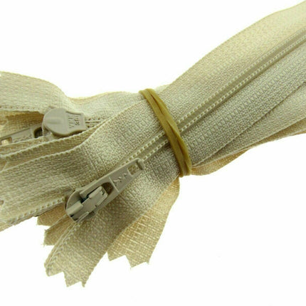 YKK Nylon Closed End Autolock Skirt Zips- 5 x Zips Per Pack - Size 8", 9" or 10" - ThreadandTrimmings