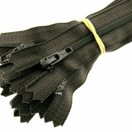 YKK Nylon Closed End Autolock Skirt Zips- 5 x Zips Per Pack - Size 8", 9" or 10" - ThreadandTrimmings