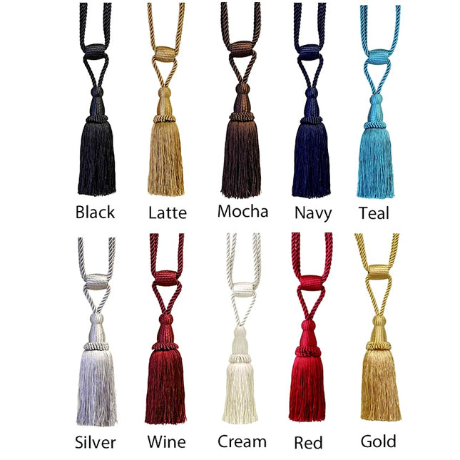 Tassel Curtain Tiebacks with Twisted Cord & Barrel by Jones Interiors - ThreadandTrimmings