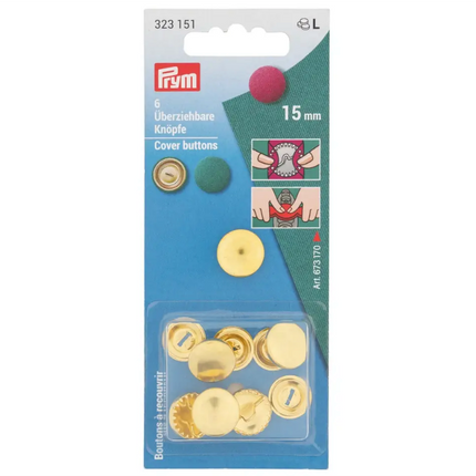 Metal Self Cover Buttons by Prym in Hang Sell Cards - 11mm / 15mm / 19mm / 23mm - ThreadandTrimmings