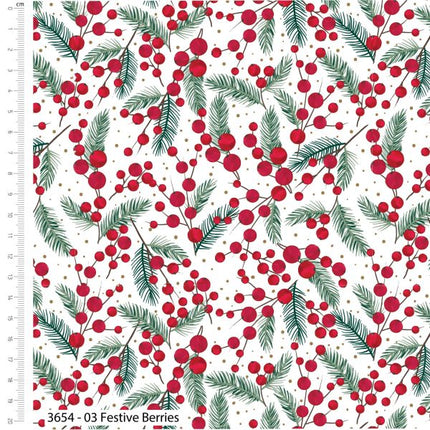 Christmas Cotton Fat Quarters Holly & Poinsettia 5Pk Quilting Craft Bundle 3654
