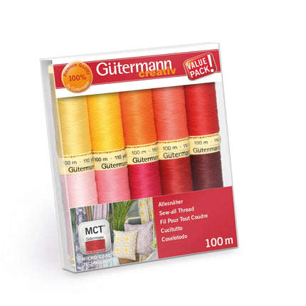 Gäthermann thread set packaging with colorful threads inside on a white background