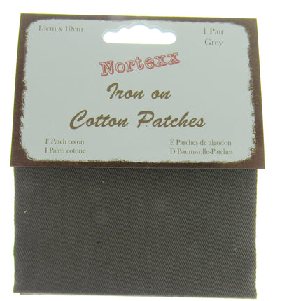 Iron On Cotton Patches x 2 - (1 Pair) - 13cm x 10cm - Black, Grey or Navy - ThreadandTrimmings