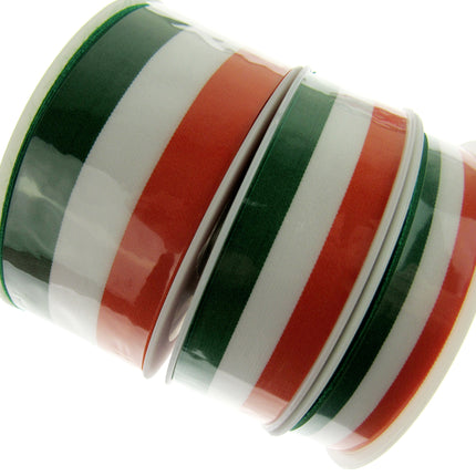 Irish Ribbon - Green, White Orange Striped Tri Colour Ribbon - 15mm, 25mm, 40mm - ThreadandTrimmings