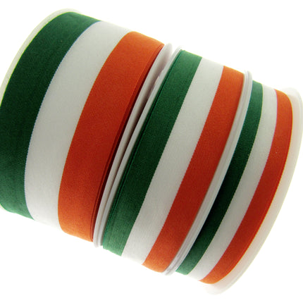 Irish Ribbon - Green, White Orange Striped Tri Colour Ribbon - 15mm, 25mm, 40mm - ThreadandTrimmings