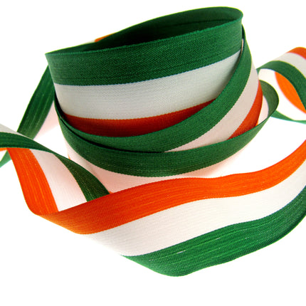 Irish Ribbon - Green, White Orange Striped Tri Colour Ribbon - 15mm, 25mm, 40mm - ThreadandTrimmings