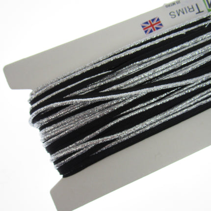 Flanged Piping Cord With Lurex Edge - 8mm - Choose Length & Colour Silver Gold
