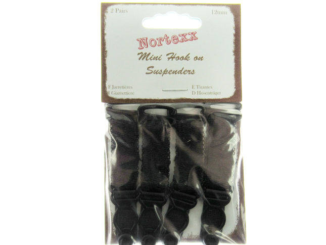 Mini Hook On Suspenders in Black or White - Price for 2 x Pair - 12mm - NSS9X - ThreadandTrimmings