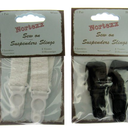 Sew On Suspender Slings in Black or White - Price for a Pair - 18mm - NSS - ThreadandTrimmings