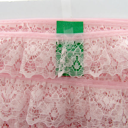 Gathered Frilled Nylon Lace with Large Daisy - 25mm 1" - Nottingham Lace - 2050F - ThreadandTrimmings