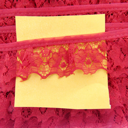Gathered Frilled Nylon Lace with Large Daisy - 25mm 1" - Nottingham Lace - 2050F - ThreadandTrimmings
