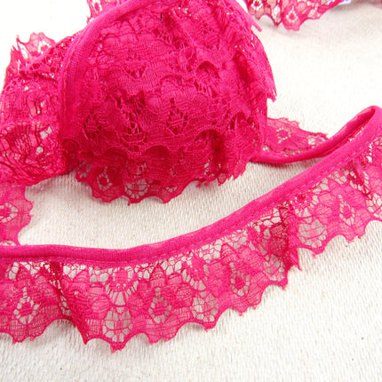 Gathered Frilled Nylon Lace with Large Daisy - 25mm 1" - Nottingham Lace - 2050F - ThreadandTrimmings