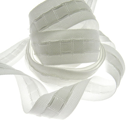 Curtain Header Tape - White Polyester Pencil Pleat Tape -25mm (1") Wide CT25100P - ThreadandTrimmings