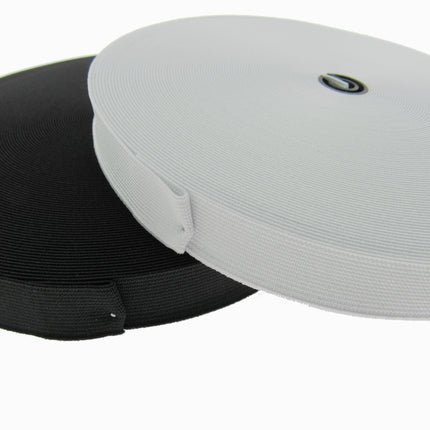 Flat Woven Stretch Elastic - Black or White - Choice of 6 Sizes & 3 Lengths - ThreadandTrimmings