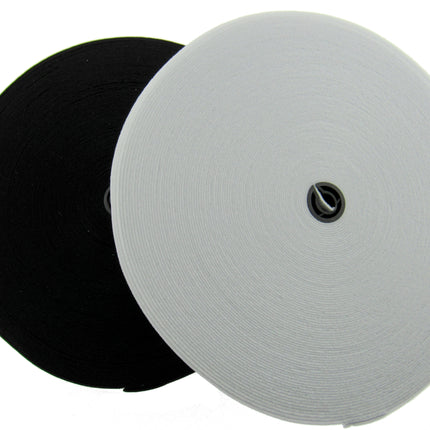 Flat Woven Stretch Elastic - Black or White - Choice of 6 Sizes & 3 Lengths - ThreadandTrimmings
