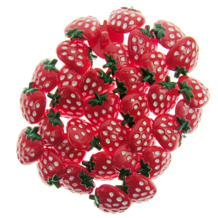 Strawberry Baby Fruit Buttons with Shank and Hand Painted Detail 15mm CN6 - ThreadandTrimmings