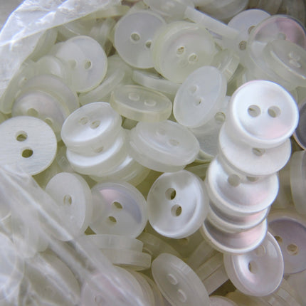 Round White Shirt Buttons with 2 Holes Basic Polyester 11.5mm - ThreadandTrimmings