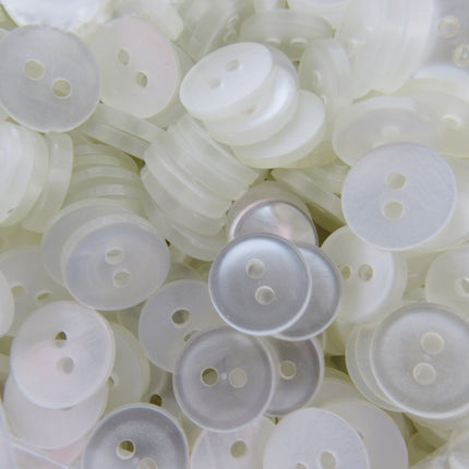 Round White Shirt Buttons with 2 Holes Basic Polyester 11.5mm - ThreadandTrimmings
