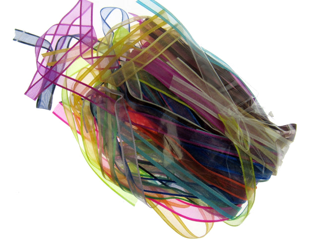 Bags of Ribbon Chiffon Organza Ribbon Bundles Bags of 20 Pcs 10mm 15mm 25mm - ThreadandTrimmings