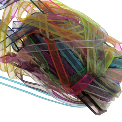 Bags of Ribbon Chiffon Organza Ribbon Bundles Bags of 20 Pcs 10mm 15mm 25mm - ThreadandTrimmings