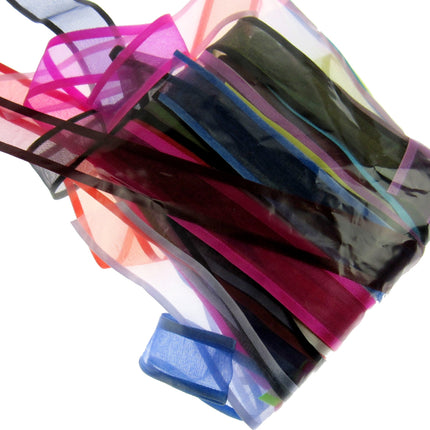 Bags of Ribbon Chiffon Organza Ribbon Bundles Bags of 20 Pcs 10mm 15mm 25mm - ThreadandTrimmings