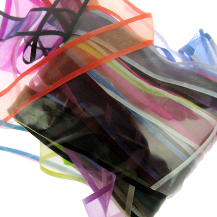 Bags of Ribbon Chiffon Organza Ribbon Bundles Bags of 20 Pcs 10mm 15mm 25mm - ThreadandTrimmings