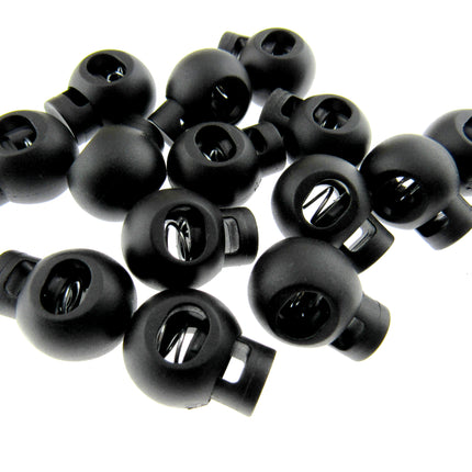 Cord Lock Toggle Stoppers Round Black Plastic Spring Loaded Cord Locks 5mm Hole - ThreadandTrimmings